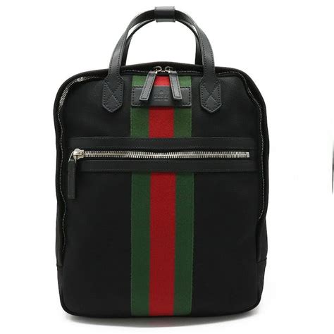 Authentic GUCCI Sherry Canvas Leather Ruck Sack Back Pack 